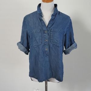 Bella Dahl Chambray Short Sleeve Top, Size M
